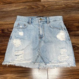 Hollister Light Wash Distressed Denim Skirt